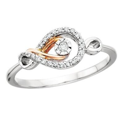 Silver TwoTone Diamond Swirl Ring