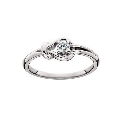 10KT White Gold Diamond Knot Ring
