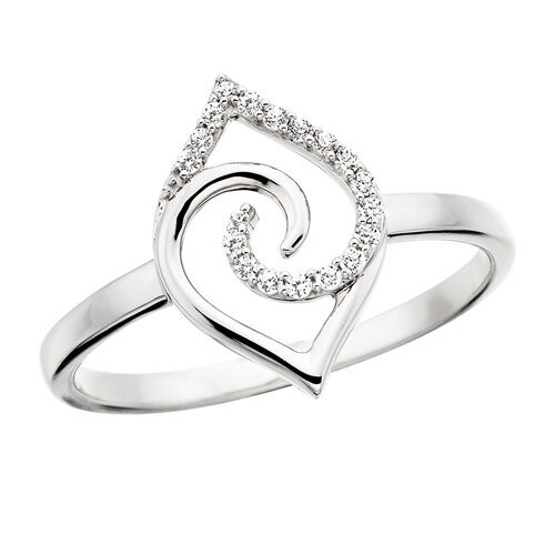 10KT White Gold Diamond Navette Ring