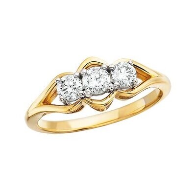 14KT Yellow Gold Three Diamond Ring