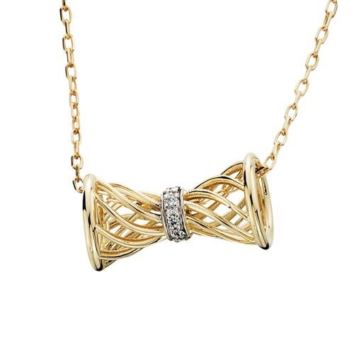 10KT Yellow Gold Diamond Hourglass Necklace