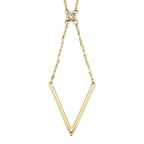 10KT Yellow Gold Diamond Chevron Necklace