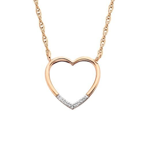 10KT Rose Gold Open Heart Diamond Necklace
