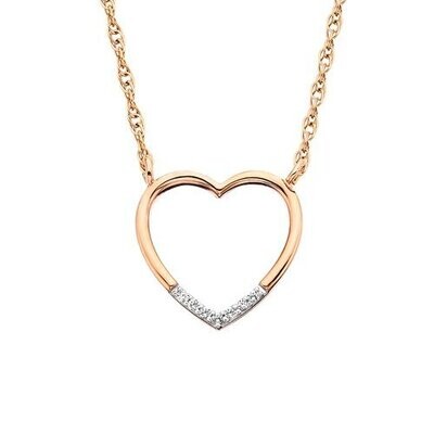 10KT Rose Gold Open Heart Diamond Necklace