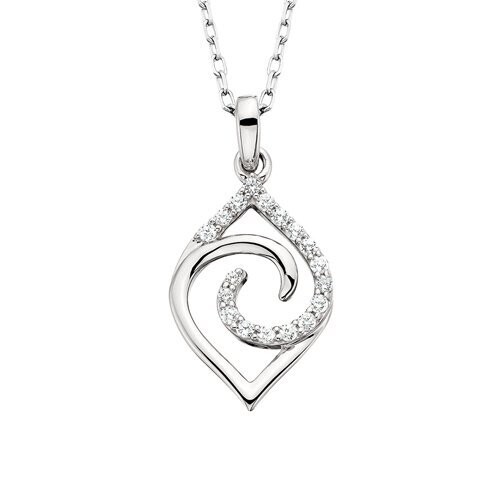 10KT White Gold Diamond Navette Necklace
