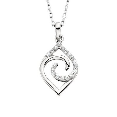 10KT White Gold Diamond Navette Necklace