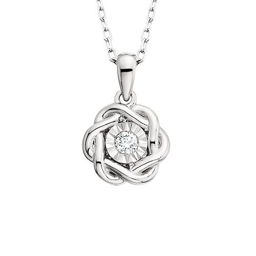 10KT White Gold Diamond Floral Necklace