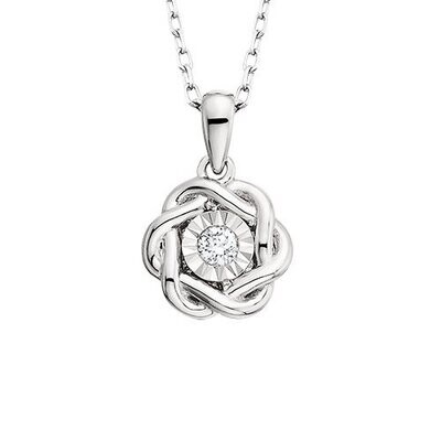 10KT White Gold Diamond Floral Necklace