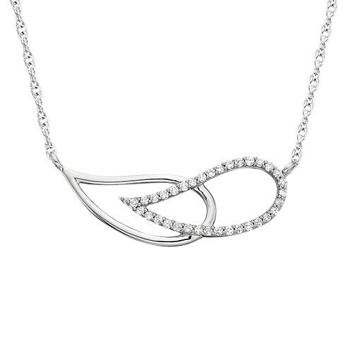 10KT White Gold Diamond Interlocking Teardrop Necklace