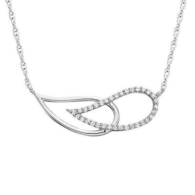 10KT White Gold Diamond Interlocking Teardrop Necklace
