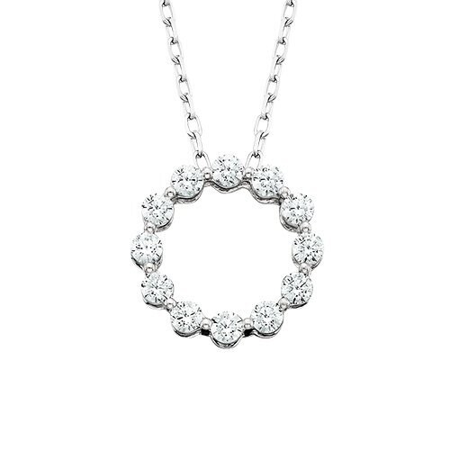 14KT White Gold Diamond Open Circle Necklace