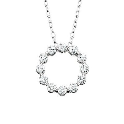 14KT White Gold Diamond Open Circle Necklace