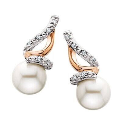 Silver TwoTone Pearl Swirl Earrings