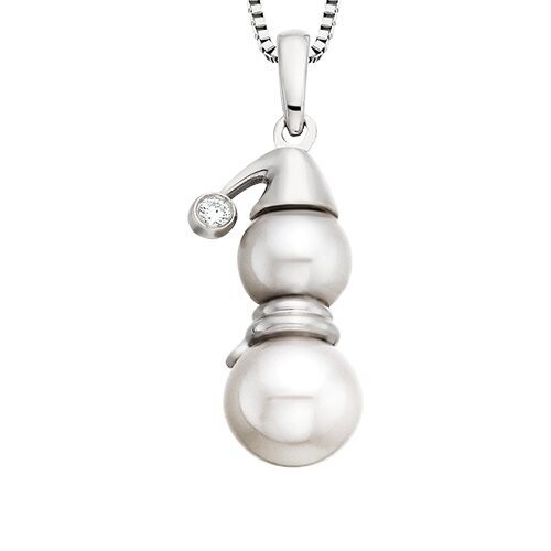 Silver Pearl Snowman Necklace