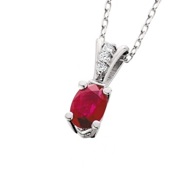 10KT White Gold Oval Ruby Necklace
