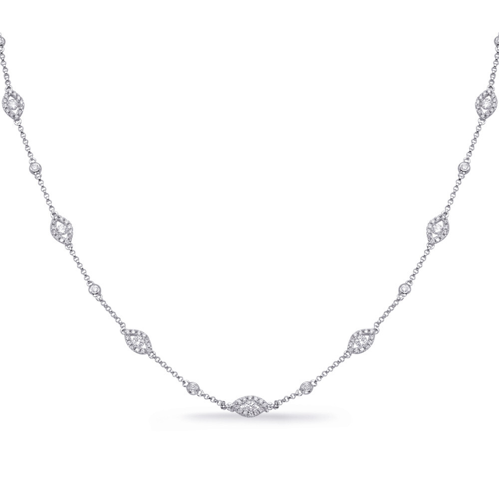 14KT White Gold Round Diamond Chain Necklace