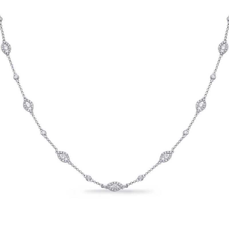 14KT White Gold Round Diamond Chain Necklace