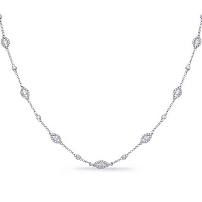 14KT White Gold Round Diamond Chain Necklace