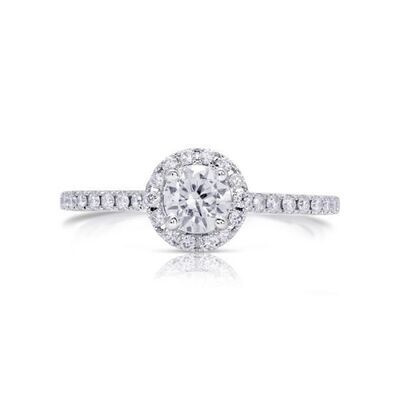 14KT White Gold Brilliant Diamond and Halo Engagement Ring