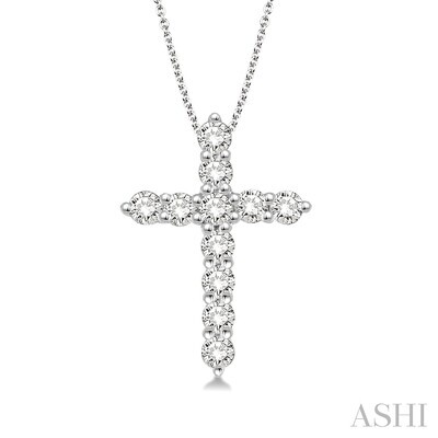 14KT White Gold Diamonds Cross Necklace