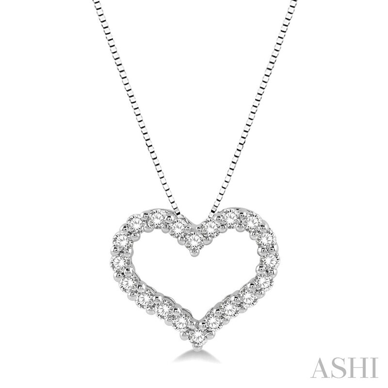 14KT White Gold Open Diamond Heart Necklace