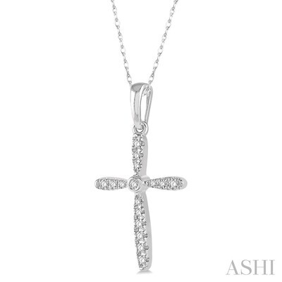 10KT White Gold Diamond Cross Necklace