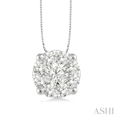 14KT White Gold Lovebright Cluster Diamond Necklace