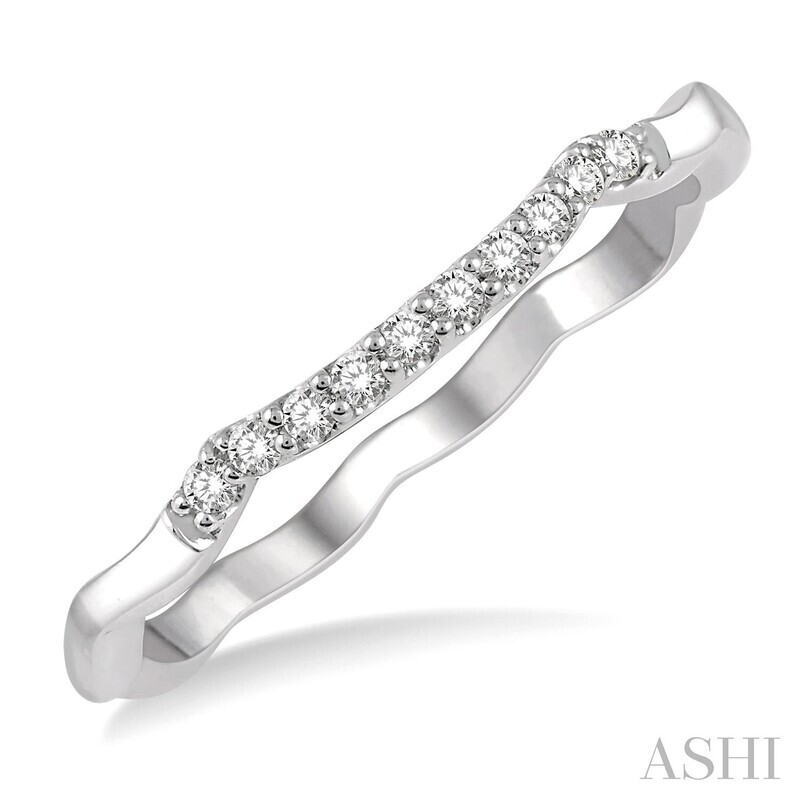 14KT White Gold Curved Diamond Wedding Band