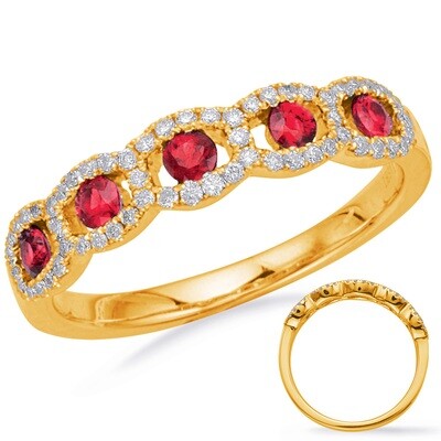 14KT Yellow Gold Ruby and Diamond Band