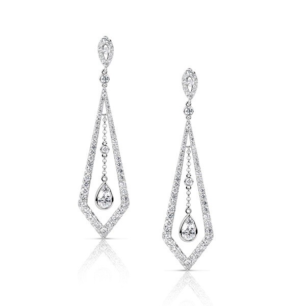 14KT White Gold Fancy Diamond Dangle Earrings