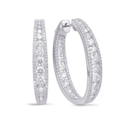 14KT White Gold Diamond Inside-Out Hoop Earrings
