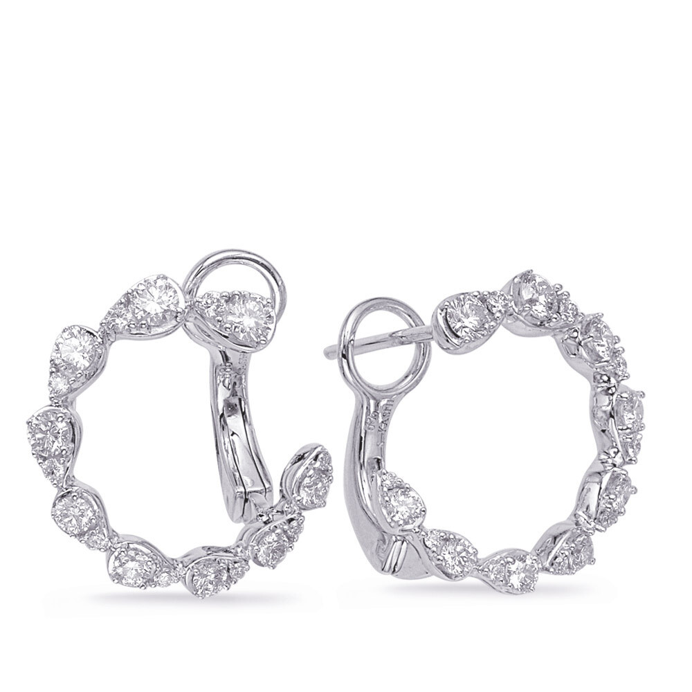 14KT White Gold Open Circle Diamond Earrings