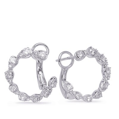14KT White Gold Open Circle Diamond Earrings