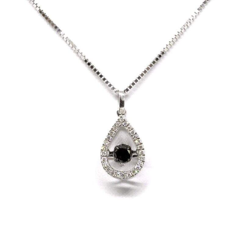14KT White Gold Black and White Diamond Shimmer Necklace