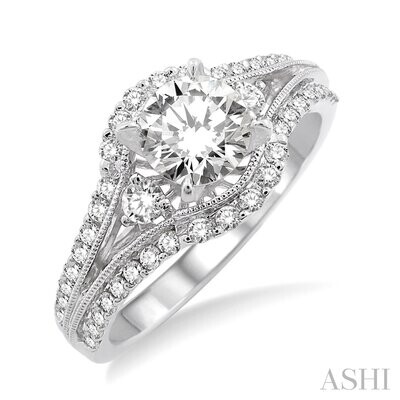 14KT White Gold Round Diamond Engagement Ring
