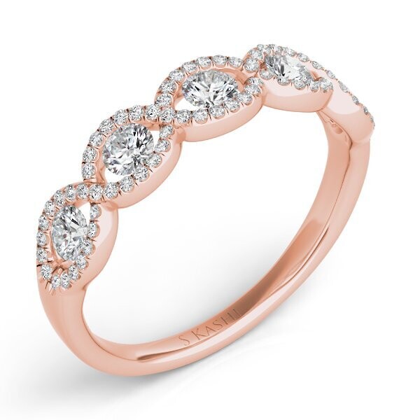 14KT Rose Gold Diamond Woven Band
