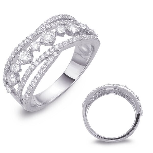 14KT White Gold Fancy Diamond Woven Band