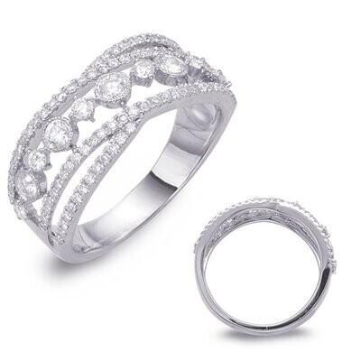 14KT White Gold Fancy Diamond Woven Band