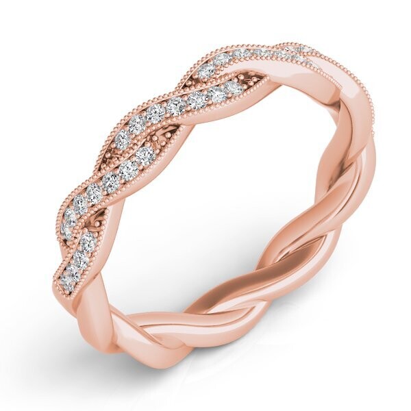 14KT Rose Gold Twisted Diamond Band