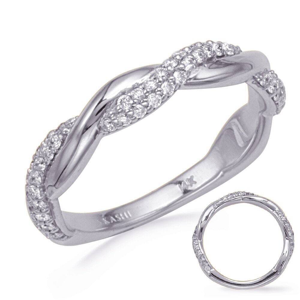 14KT White Gold Twisted Diamond Band