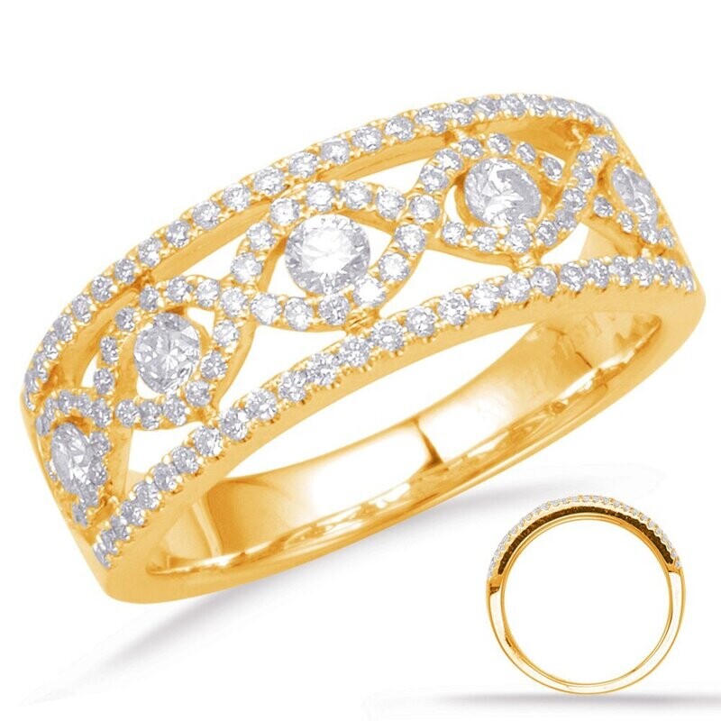 14KT Yellow Gold Woven Round Diamond Band