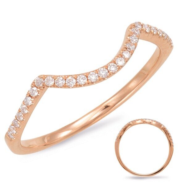 14KT Rose Gold Round Diamond Matching Curved Band
