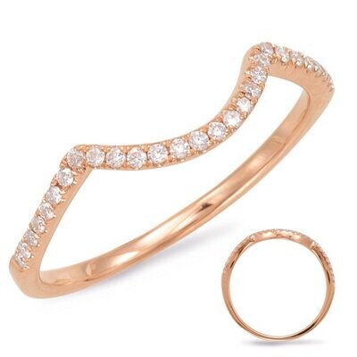 14KT Rose Gold Round Diamond Matching Curved Band