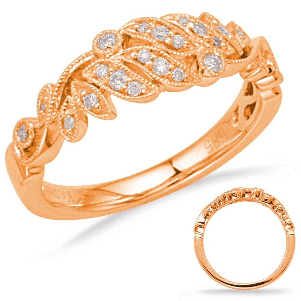 14KT Rose Gold Vintage Floral Diamond Band