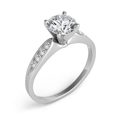 14KT White Gold Channel Diamond Engagement Semi Mount Ring