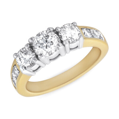 14KT TwoTone Three Diamond Ring