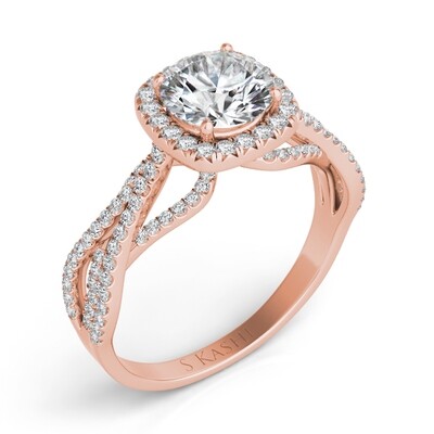 14KT Rose Gold Halo and Braided Diamond Engagement Ring