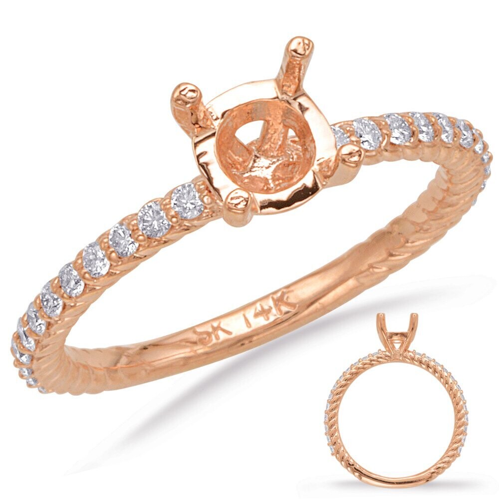14KT Rose Gold Diamond Engagement Ring Semi Mount