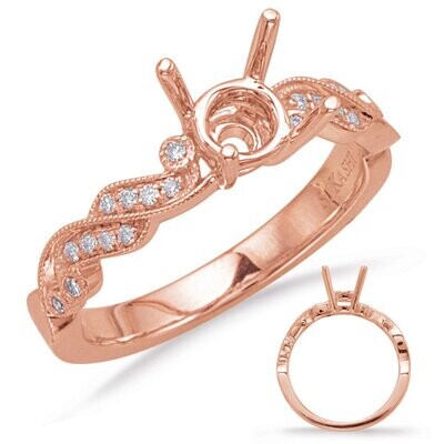 14KT Rose Gold Vintage Swirl Diamond Engagement Semi Mount Ring