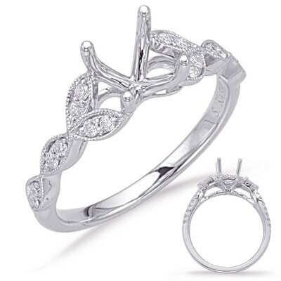 14KT White Gold Vintage Diamond Engagement Semi Mount Ring